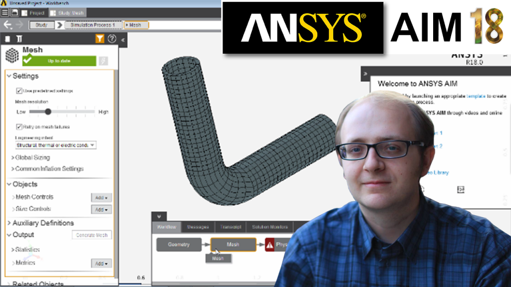 [Ansys AIM 18 Tutorial] Linear static analysis of a pressured pipe